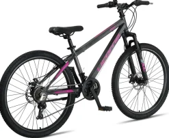 Licorne Bike Thunder Premium Mountainbike in 20, 24, 26, 27.5 und 29 Zoll Fahrrad für Mädchen Jungen Herren und Damen Discbremse Farbe:Anthrazit/Rosa;Größe:26 Zoll