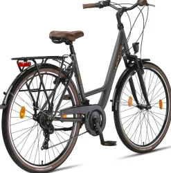Licorne Bike Violetta Premium City Bike in 28 Zoll - Fahrrad für Mädchen, Jungen, Herren und Damen - Shimano 21 Gang-Schaltung - Hollandfahrrad Zoll:28.00;Farbe:Grau