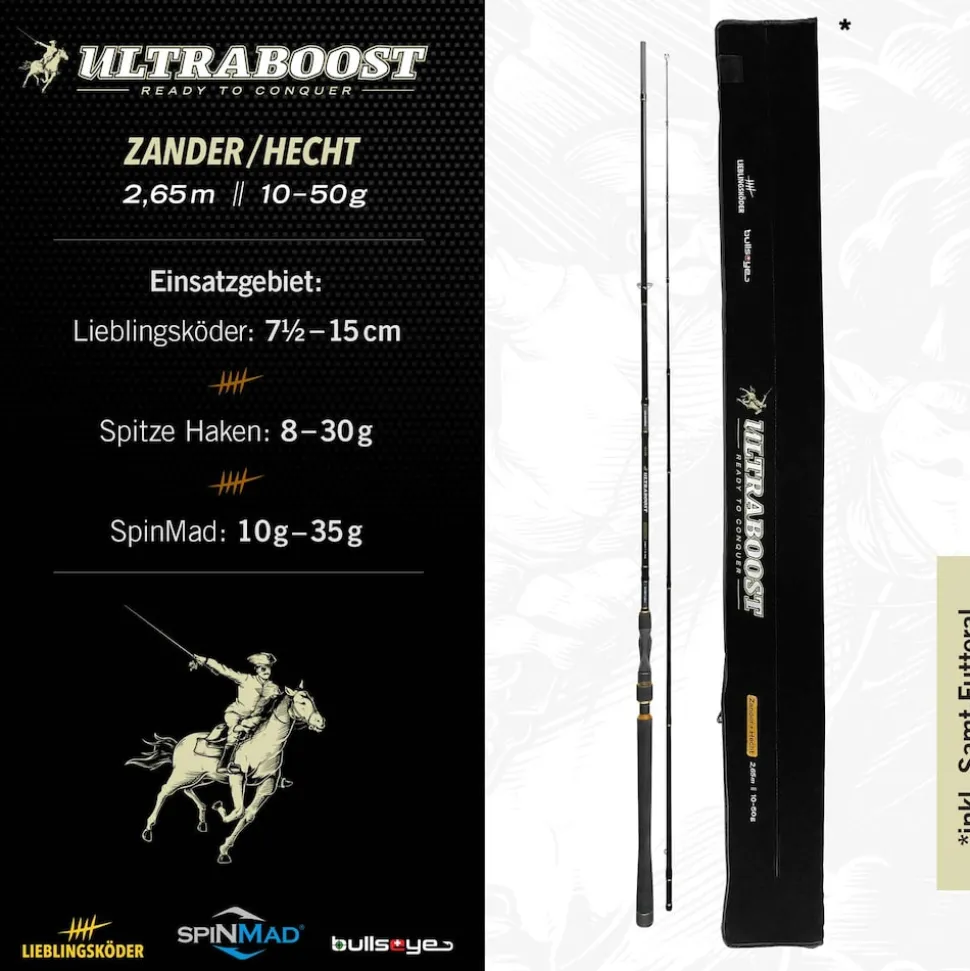 Lieblingsköder Ultraboost Zander Hecht 2,65m 10-50g Spinnrute By Bullseye