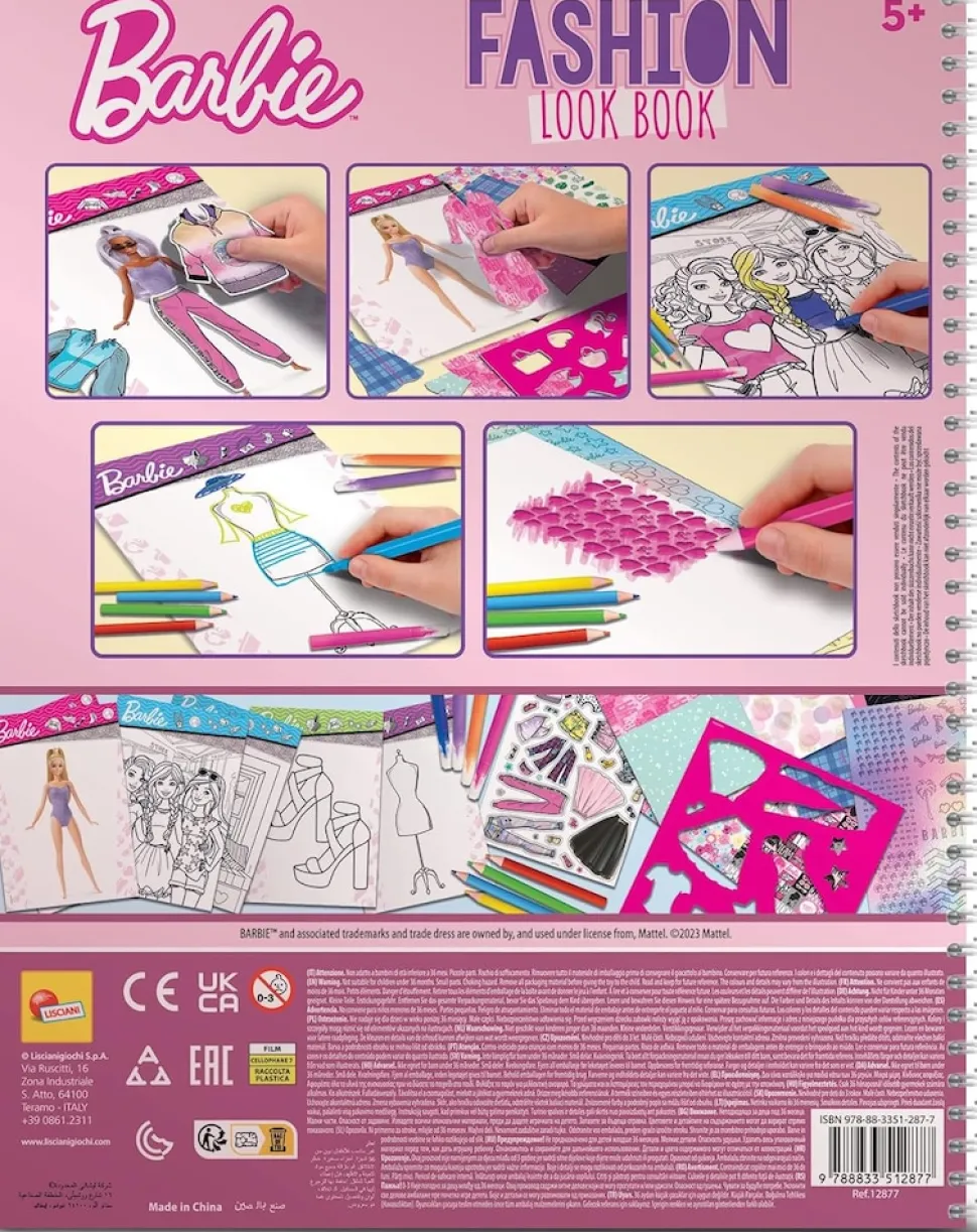 Lisciani 12677 - Barbie - Fashion Trend Look Book Kreativset Malbuch Kreativbuch für Mädchen