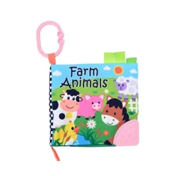Lorelli Baby Stoffbuch Tiere Beißring Früchte C-Ring Lehrbuch Bauernhoftiere bunt