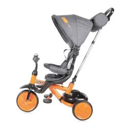 Lorelli Dreirad 4 in 1 Lucky Crew Tasche Fußstütze verstellbarer Sitz Klingel orange
