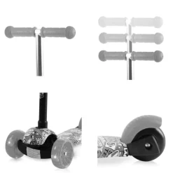 Lorelli Kinderroller Draxter 3 Räder, höhenverstellbar, PU-Leuchträder Fußbremse pink