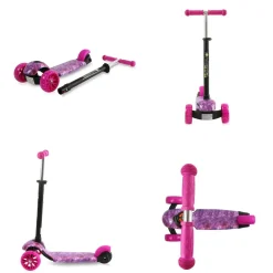 Lorelli Kinderroller Draxter 3 Räder, höhenverstellbar, PU-Leuchträder Fußbremse pink