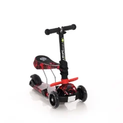 Lorelli Kinderroller Laufrad 2 in 1 Smart PU Räder leuchten klappbar verstellbar rot-schwarz