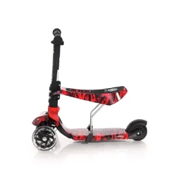 Lorelli Kinderroller Laufrad 2 in 1 Smart PU Räder leuchten klappbar verstellbar rot-schwarz