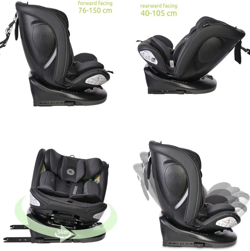 Lorelli Kindersitz i-Size Aviator (40-150cm) 360° drehbar, verstellbar, Isofix schwarz