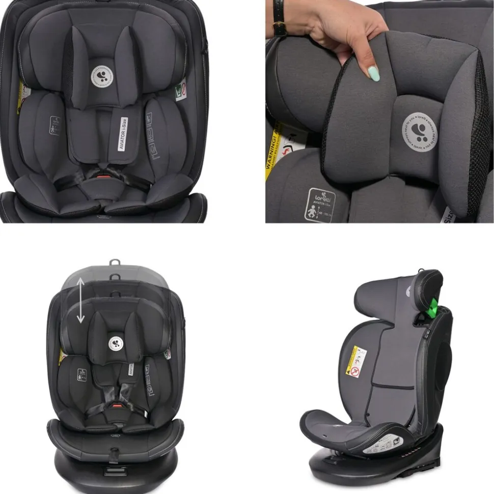 Lorelli Kindersitz i-Size Aviator (40-150cm) 360° drehbar, verstellbar, Isofix schwarz