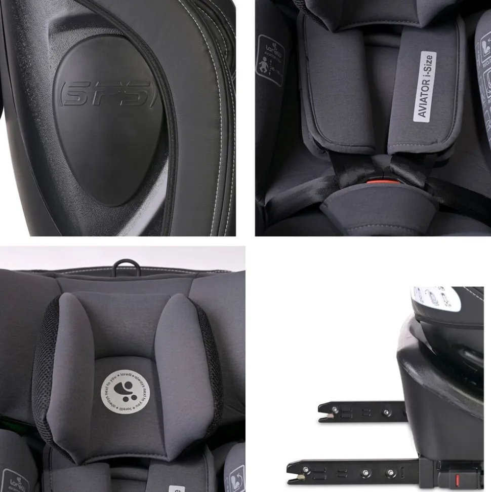 Lorelli Kindersitz i-Size Aviator (40-150cm) 360° drehbar, verstellbar, Isofix schwarz