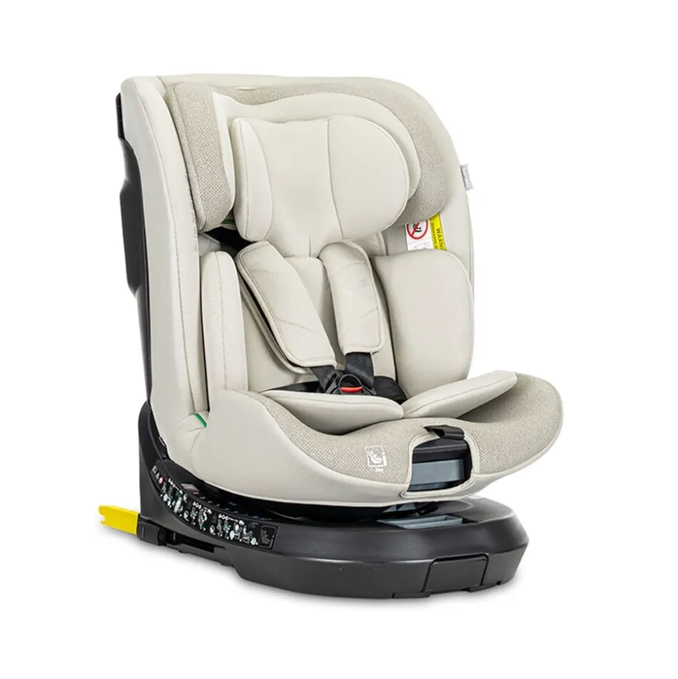 Lorelli Kindersitz Solaris i-Size 40 - 150 cm Stützbein 360 Grad Drehung Kissen beige