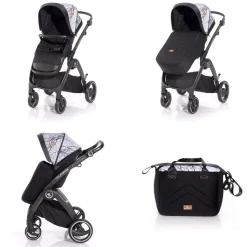 Lorelli Kinderwagen 2 in 1 California Babywanne Sportsitz Alurahmen Wickeltasche grau