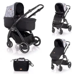 Lorelli Kinderwagen 2 in 1 California Babywanne Sportsitz Alurahmen Wickeltasche grau