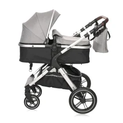 Lorelli Kinderwagen 2 in 1 Viola mit Adaptern, umbaubarer Sportsitz, bis 22 kg grau