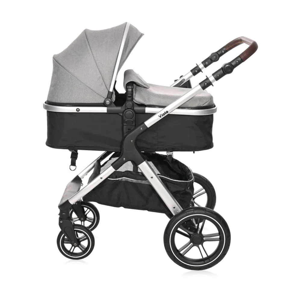 Lorelli Kinderwagen 2 in 1 Viola mit Adaptern, umbaubarer Sportsitz, bis 22 kg grau