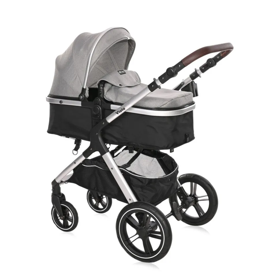 Lorelli Kinderwagen 2 in 1 Viola mit Adaptern, umbaubarer Sportsitz, bis 22 kg grau
