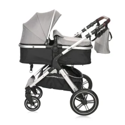 Lorelli Kinderwagen 2 in 1 Viola mit Adaptern, umbaubarer Sportsitz, bis 22 kg grau