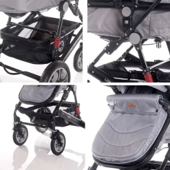 Lorelli Kinderwagen Lora faltbar Gummiräder Tragetasche Sportsitz Fußabdeckung grün