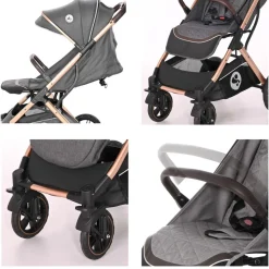 Lorelli Kinderwagen Storm Buggy, Fußabdeckung, PU-Räder, Sonnendach, verstellbar grau/schwarz