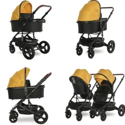 Lorelli Kombikinderwagen Boston 2 in 1 Sportsitz Babywanne Mückennetz bis 22 kg gelb