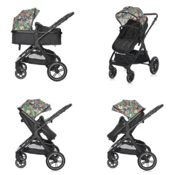 Lorelli Kombikinderwagen 2 in 1 Viola bis 22 kg, Sportsitz umbaubar Wickeltasche bunt