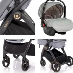 Lorelli Kombikinderwagen 2 in 1 Adria, Aluminiumrahmen, Wickeltasche, Adapter rot
