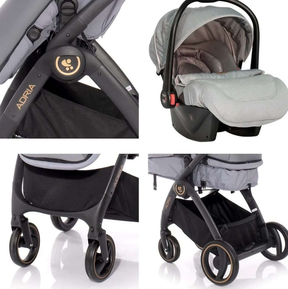 Lorelli Kombikinderwagen 2 in 1 Adria, Aluminiumrahmen, Wickeltasche, Adapter rot