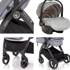 Lorelli Kombikinderwagen 2 in 1 Adria, Aluminiumrahmen, Wickeltasche, Adapter rot