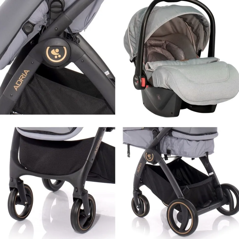 Lorelli Kombikinderwagen 2 in 1 Adria, Aluminiumrahmen, Wickeltasche, Adapter rot