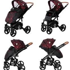 Lorelli Kombikinderwagen Rimini 2 in 1 Tragewanne Sportsitz Wickeltasche faltbar rot-schwarz