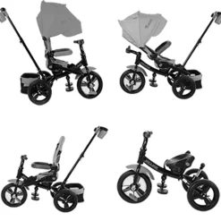 Lorelli Tricycle Jaguar 4 in 1 Gummireifen, Sitz drehbar, Stange, verstellbarschwarz