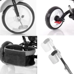 Lorelli Tricycle Jaguar 4 in 1 Schiebestange Sitz drehbar, verstellbar, Faltdach dunkelgrau