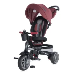 Lorelli Tricycle, Laufrad Rocket 4 in 1, Schubstange, Getränkehalter, umbaubar dunkelrot