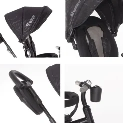 Lorelli Tricycle, Laufrad Rocket 4 in 1, Schubstange, Getränkehalter, umbaubar dunkelrot