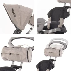 Lorelli Tricycle One 3 in 1 EVA-Reifen Schiebestange Anti-Rutsch Pedale umbaubar hellgrau