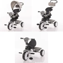Lorelli Tricycle One 3 in 1 EVA-Reifen Schiebestange Anti-Rutsch Pedale umbaubar hellgrau