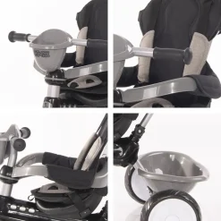 Lorelli Tricycle One 3 in 1 EVA-Reifen Schiebestange Anti-Rutsch Pedale umbaubar hellgrau
