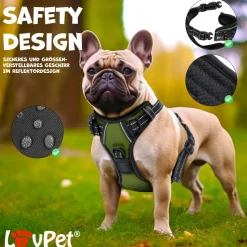 Lovpet® Hundegeschirr ohne Zug & würgen für Hunde & Welpen | atmungsaktiv & weich Brustgeschirr reflektierend | No-Pull-Geschirr inkl. Beutelrollen | Verstellbares Geschirr mit Griff