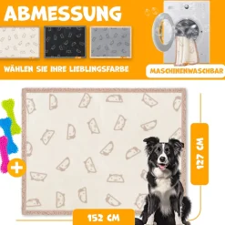 LOVPET® wasserdichte Hundedecke, Sherpa Fleece Haustier Decke + 3x Spielzeugknochen, maschinenwaschbar, beidseitiger Sofabezug-Schutz