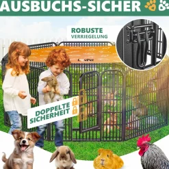 LovPet Welpenlaufstall Freilaufgehege Welpenauslauf Hundelaufstall Tierlaufstall Hunde, mit Tür und wetterfester laufstall Für Hund, Katze, Welpe, Kaninchen, Meerschweinchen