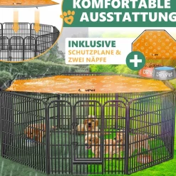 LovPet Welpenlaufstall Freilaufgehege Welpenauslauf Hundelaufstall Tierlaufstall Hunde, mit Tür und wetterfester laufstall Für Hund, Katze, Welpe, Kaninchen, Meerschweinchen