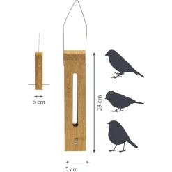 Luxus-Vogelhaus Eichenholz-Futterspender mit Futtersilo und Metallaufhängung