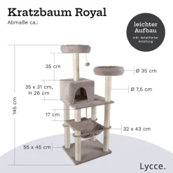 Lycce Kratzbaum ROYAL Katzenbaum mit Höhle und Hängematte, 145 cm