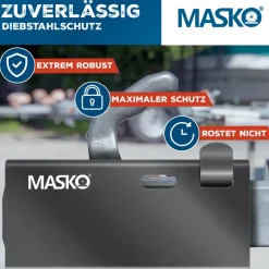 MASKO® Anhängerschloss für Angekoppelte & Abgekoppelte Anhänger | Anhänger Schloss Diebstahlschutz Wohnwagen Kastenschloss inkl. Diskusschloss & Schlüssel & Schutzkappe