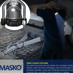 MASKO® Anhängerschloss Zahlenschloss mit 4 Stellig Code für gängige Anhängerkupplung Anhängerkugelsperrkupplung einfache Montage Diebstahlschutz Wohnwagen Anhänger Abschleppsperre Stahlbügel