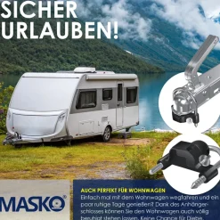 MASKO® Anhängerschloss Zahlenschloss mit 4 Stellig Code für gängige Anhängerkupplung Anhängerkugelsperrkupplung einfache Montage Diebstahlschutz Wohnwagen Anhänger Abschleppsperre Stahlbügel