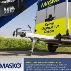 MASKO® Anhängerschloss Zahlenschloss mit 4 Stellig Code für gängige Anhängerkupplung Anhängerkugelsperrkupplung einfache Montage Diebstahlschutz Wohnwagen Anhänger Abschleppsperre Stahlbügel