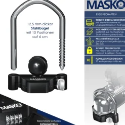 MASKO® Anhängerschloss Zahlenschloss mit 4 Stellig Code für gängige Anhängerkupplung Anhängerkugelsperrkupplung einfache Montage Diebstahlschutz Wohnwagen Anhänger Abschleppsperre Stahlbügel