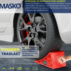 MASKO® Auffahrrampe 2er Set | Auffahrkeile bis 5 t Traglast | KFZ-Rampe mit Überfahrschutz | Verladerampe rutschfest, robust und extra breit | Garagenrampen Autorampe Ölwechsel und Reparatur