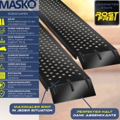 MASKO® 2X Auffahrrampe 400kg | Verladerampe | Verladeschiene | verzinkter Stahl | Antirutsch | 200kg* Pro Stück | Max 400kg* Pro Paar | Motorrad ATV Quad PKW Auto Laderampe