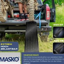 MASKO® 2X Auffahrrampe 400kg | Verladerampe | Verladeschiene | verzinkter Stahl | Antirutsch | 200kg* Pro Stück | Max 400kg* Pro Paar | Motorrad ATV Quad PKW Auto Laderampe
